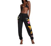MINASAN Womens Fashion Jogger Outfit Zip Up Hooded Butterfly Sweatshirt and Drawstring Sweatpants Sports Sets Tracksuit (Black Pants, M)