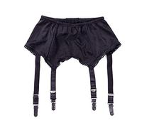 MINASAN Women's Garter Belt Mesh Suspender Belt for Stockings with 6 Adjustable Metal Clips Braces - Black - XL