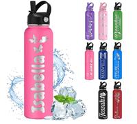 MiNaSii Custom Water Bottle Personalised Water Bottles with Straw Lid Name Engraved Insulated Stainless Steel Bottles for School Customised Double Wall 12 18 24 32 40 oz