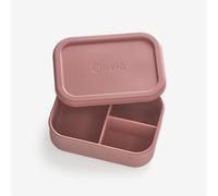 Minaym Personalised Bento Lunch Box | 3 Compartments | 700ml | BPA-Free Silicone | Dishwasher Safe (Burgundy Bloom)