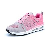 Minbei Womens Sneakers Lightweight Ladies Trainers Breathable Woman Running Shoes Daily Walking Outdoor Fitness Athletic Lace Up Flat Fitness Air Sports, 3.5 UK, D Pink Air Cushion