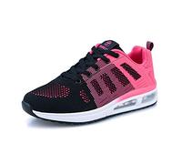 Minbei Womens Sneakers Lightweight Ladies Trainers Breathable Woman Running Shoes Daily Walking Outdoor Fitness Athletic Lace Up Flat Fitness Air Sports Shoes, 2.5 UK, D Rose Air Cushion