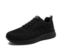 MINBEI Womens Sneakers Lightweight Lady Trainers Breathable Woman Running Shoes Daily Walking Outdoor Fitness Athletic Lace Up Flat Fitness Air Sports Shoes Size 8 UK Full Black(Label 42)