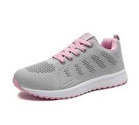 MINBEI Womens Sneakers Lightweight Lady Trainers Breathable Woman Running Shoes Daily Walking Outdoor Fitness Athletic Lace Up Flat Fitness Air Sports Shoes Size 8 UK Pink(Label 42)
