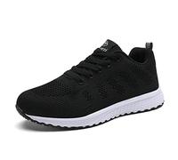 MINBEI Womens Sneakers Lightweight Lady Trainers Breathable Woman Running Shoes Daily Walking Outdoor Fitness Athletic Lace Up Flat Fitness Air Sports Shoes Size 9 UK Black(Label 43)