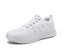 MINBEI Womens Sneakers Lightweight Lady Trainers Breathable Woman Running Shoes Daily Walking Outdoor Fitness Athletic Lace Up Flat Fitness Air Sports Shoes Size 5 UK White(Label 38)