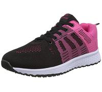 MINBEI Womens Sneakers Lightweight Lady Trainers Breathable Woman Running Shoes Daily Walking Outdoor Fitness Athletic Lace Up Flat Fitness Air Sports Shoes Size 8 UK Rose Black(Label 42)