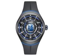 MINBER Skeleton Automatic Watch, 45mm Dial with Luminous Hands, Self Winding Watch, 3 ATM Waterproof, 316L Stainless Steel, Black blue (M6004G), Modern