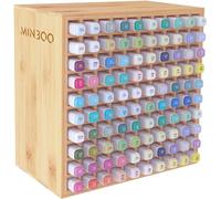 MinBoo Art Marker Storage Organizer for 100 Markers, Bamboo Art Supply Rack, Pens Color Pencils Paint Brushes Stationary Organizer Holder for Home Classroom Office Desk Decor
