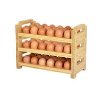 MinBoo Bamboo Egg Holder Countertop - Stackable Design for Fresh Eggs, Farmhouse Egg Tray Storage Display Rack, Kitchen Counter Top Organizer, Fits Quail, Duck, Turkey, Chicken Eggs