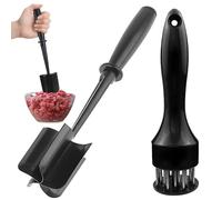Mince Masher, 5 Knife Heads Non-Stick Heat-Resistant Meat Chopper - with Meat Tenderizer Needle, Multifunctional Kitchen Tool for Hamburger Meat, Minced Meat, Butter, Potatoes, Turkey, Etc
