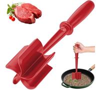 Mince Masher, Ground Meat Chopper with 5-Blade Head, Versatile High-Temp Heat-Resistant Hamburger Beef Masher, Non-Stick Mince Meat Shredder, Nylon Utensil Cookware (Red, 1 Pack)