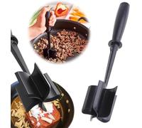Mince Masher Versatile Mince Meat Masher Tool for Hamburger Meat Beef Turkey Handheld Heat Resistant Meat Chopper Ground Beef Crusher for Home Kitchen Utensil Cookware (Black)