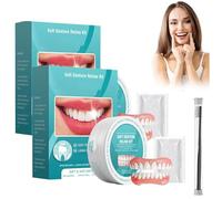 Minceetbien Dentures, Minceetbien Silicone Reline Denture Set, Custom Fit Silicone Reline Denture Set, Comfortable & Waterproof Fake Teeth Solution for Daily Use (2pcs)