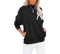 Minclouse Women's Casual Long sleeves Sweatshirt Tops Basic Loose Fit Mock Turtleneck Lightweight Tunic Pullover With Pocket, 1black, Medium
