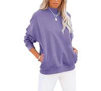 Minclouse Women's Casual Long sleeves Sweatshirt Tops Basic Loose Fit Mock Turtleneck Lightweight Tunic Pullover With Pocket, Lavender, XL