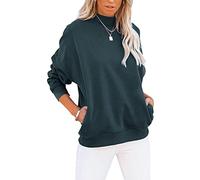 Minclouse Women's Casual Long sleeves Sweatshirt Tops Basic Loose Fit Mock Turtleneck Lightweight Tunic Pullover With Pocket, Navy, XXL