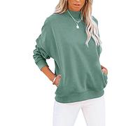 Minclouse Women's Casual Long Sleeves Sweatshirt Tops Basic Loose Fit Mock Turtleneck Lightweight Tunic Pullover with Pocket, Mint, Large