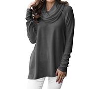 Minclouse Women's Long Sleeve Cowl Neck Pullovers Loose Casual Sweaters