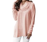 Minclouse Women's Long Sleeve Cowl Neck Sweater Pullover Turtleneck Casual Loose Sweatshirts Tunic Tops, Pink, XXL