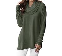 Minclouse Women's Long Sleeve Cowl Neck Sweater Pullover Turtleneck Casual Loose Sweatshirts Tunic Tops, Army Green, XL