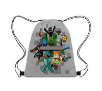 Mincraft Drawstring Bag for Kids, Mincraft School Bag, Durable Swimming Bag, Personalized Drawstring Backpack for Boys, Perfect Mincraft Gift for Gamers, School, Swimming, and Outdoor Activities