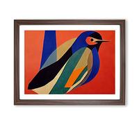 Mind Bending Abstract Bird H1022 Framed Print for Living Room Bedroom Home Office Décor, Wall Art Picture Ready to Hang, Walnut A4 Frame (34 x 25 cm)