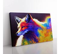 Mind Bending Fox Abstract Canvas Wall Art Print Ready to Hang, Framed Picture for Living Room Bedroom Home Office Décor, 60x40 cm (24x16 Inch)
