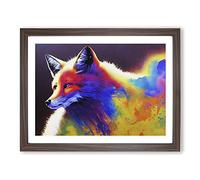 Mind Bending Fox Abstract Framed Print | A4 Walnut Framed Wall Art | Ready to Hang | Abstract Animal Picture | Living Room Bedroom Lounge Office