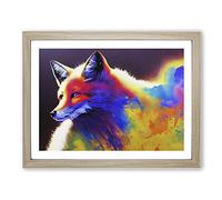Mind Bending Fox Abstract H1022 Framed Print for Living Room Bedroom Home Office Décor, Wall Art Picture Ready to Hang, Oak A4 Frame (34 x 25 cm)