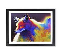 Mind Bending Fox Abstract H1022 Framed Print for Living Room Bedroom Home Office Décor, Wall Art Picture Ready to Hang, Black A4 Frame (34 x 25 cm)
