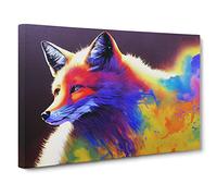 Mind Bending Fox Canvas Print | Gallery Wrapped 30mm Frame Wall Art | 30x20 inches | Ready to Hang | Abstract Animals Picture | Living Room Bedroom Lounge Office