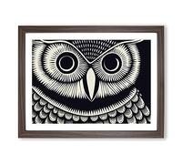 Mind Bending Owl Abstract Framed Print | A4 Walnut Framed Wall Art | Ready to Hang | Abstract Animal Picture | Living Room Bedroom Lounge Office