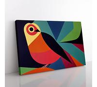 Mind Blowing Abstract Bird Canvas Wall Art Print Ready to Hang, Framed Picture for Living Room Bedroom Home Office Décor, 50x35 cm (20x14 Inch)