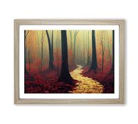 Mind Blowing Autumn Forest Framed Print | A3 Oak Framed Wall Art | Ready to Hang | Modern Landscape Picture | Living Room Bedroom Lounge Office