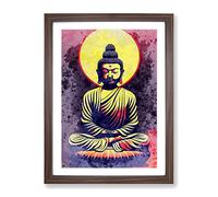 Mind Blowing Buddha Framed Print | A3 Walnut Framed Wall Art | Ready to Hang | Modern Religious Picture | Living Room Bedroom Lounge Office