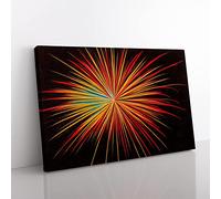 Mind Blowing Fireworks Canvas Wall Art Print Ready to Hang, Framed Picture for Living Room Bedroom Home Office Décor, 50x35 cm (20x14 Inch)