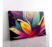 Mind Blowing Flower Splash Abstract Canvas Wall Art Print Ready to Hang, Framed Picture for Living Room Bedroom Home Office Décor, 76x50 cm (30x20 Inch)