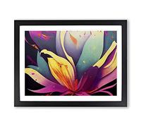 Mind Blowing Flower Splash Abstract Framed Print | A4 Black Framed Wall Art | Ready to Hang | Abstract Floral Picture | Living Room Bedroom Lounge Office