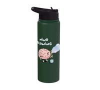 Mind Blowing Funny Brain Bubble Pun Cartoon Humor Stainless Steel Insulated Water Bottle