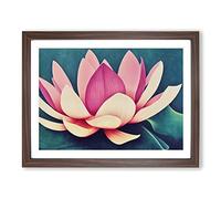 Mind Blowing Lotus Flower Framed Print | A4 Walnut Framed Wall Art | Ready to Hang | Modern Floral Picture | Living Room Bedroom Lounge Office
