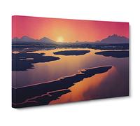 Mind Blowing Ocean Beach Sunset Canvas Wall Art Print 30x20 Inch