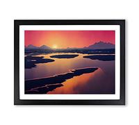 Mind Blowing Ocean Beach Sunset Framed Print | A3 Black Framed Wall Art | Ready to Hang | Modern Beach Picture | Living Room Bedroom Lounge Office