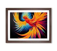 Mind Blowing Phoenix Bird Framed Print | A2 Walnut Framed Wall Art | Ready to Hang | Modern Nature Picture | Living Room Bedroom Lounge Office
