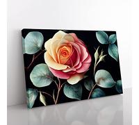 Mind Blowing Rose Flower Canvas Wall Art Print Ready to Hang, Framed Picture for Living Room Bedroom Home Office Décor, 76x50 cm (30x20 Inch)