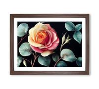 Mind Blowing Rose Flower Framed Print | A3 Walnut Framed Wall Art | Ready to Hang | Modern Floral Picture | Living Room Bedroom Lounge Office