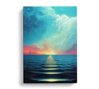 Mind Blowing Sunrise Teal, Teal, Black Canvas Print for Living Room Bedroom Home Office Décor, Wall Art Picture Ready to Hang, 30x20 Inch (76x50 cm)
