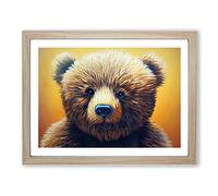 Mind Blowing Teddy Bear Framed Print | A2 Oak Framed Wall Art | Ready to Hang | Modern Animal Picture | Living Room Bedroom Lounge Office