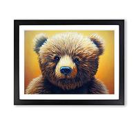 Mind Blowing Teddy Bear Framed Print | A4 Black Framed Wall Art | Ready to Hang | Modern Animal Picture | Living Room Bedroom Lounge Office
