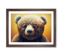 Mind Blowing Teddy Bear Framed Print | A4 Walnut Framed Wall Art | Ready to Hang | Modern Animal Picture | Living Room Bedroom Lounge Office